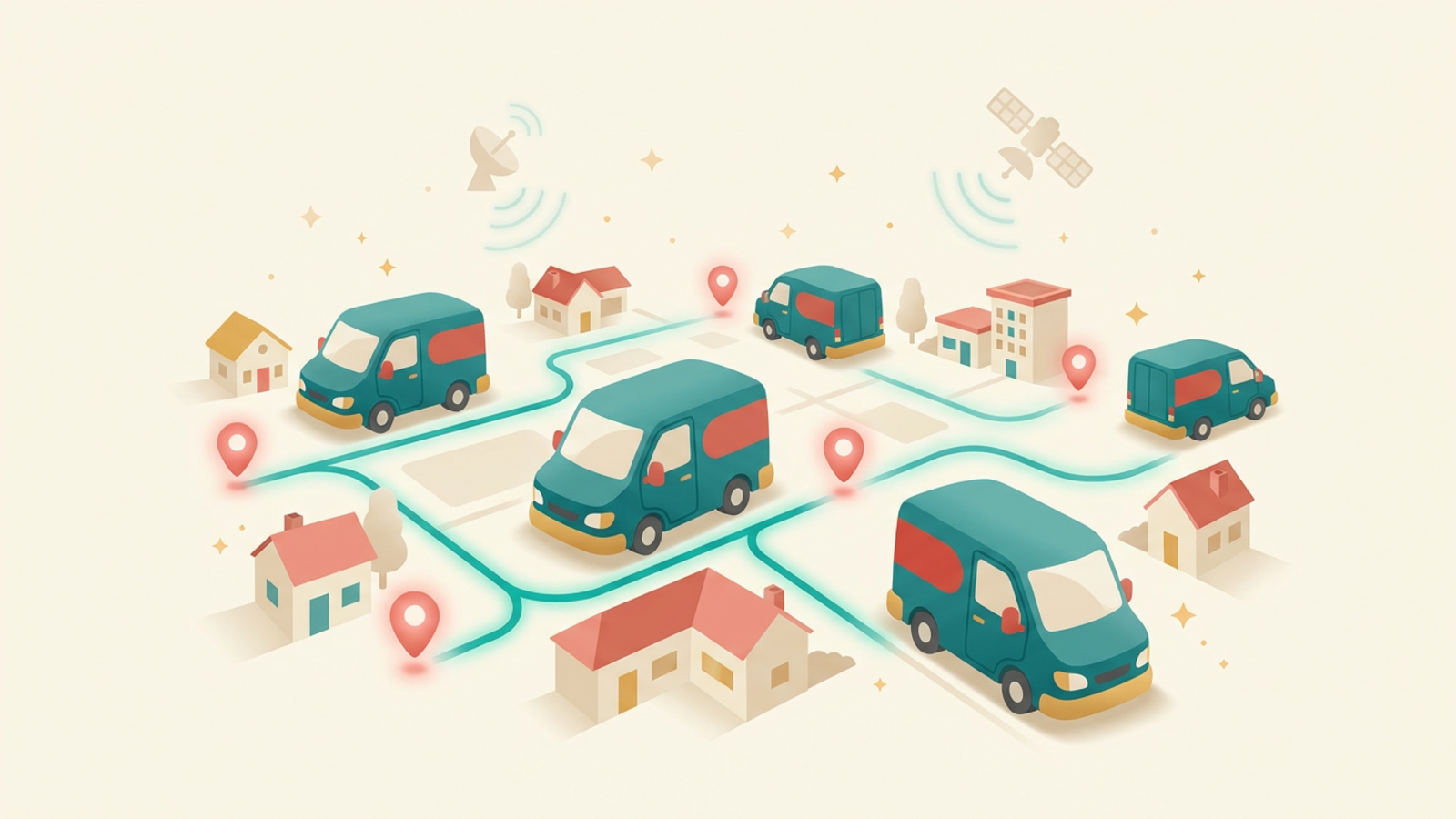 Delivery vans tracked on a live last-mile route map